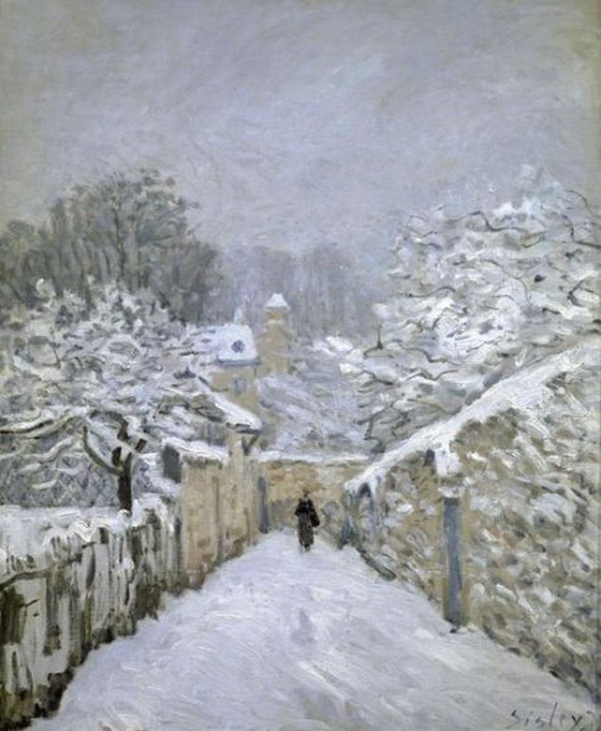 The Snow in Loveciennes (Digital Print) Size: 29 5/8 X 36 Artist: Alfred Sisley