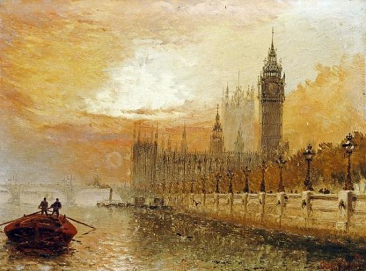 View of Westminster from The Thames (Digital Print)
Size: 22 X 16 3/8
Artist: Claude T. Stanfield Moore