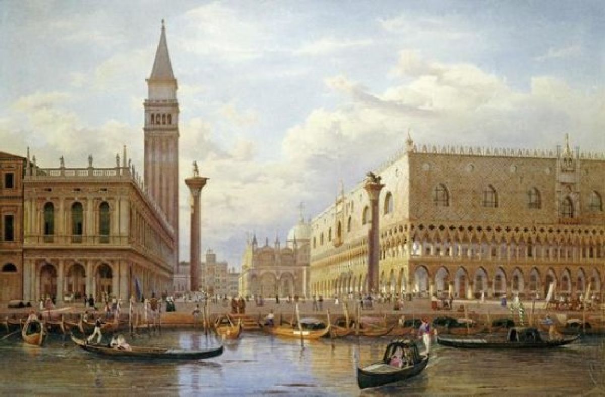 Salomon Corrodi - A View of The Piazzetta With The Doges Palace From The Bacino, Venice - art prints and posters